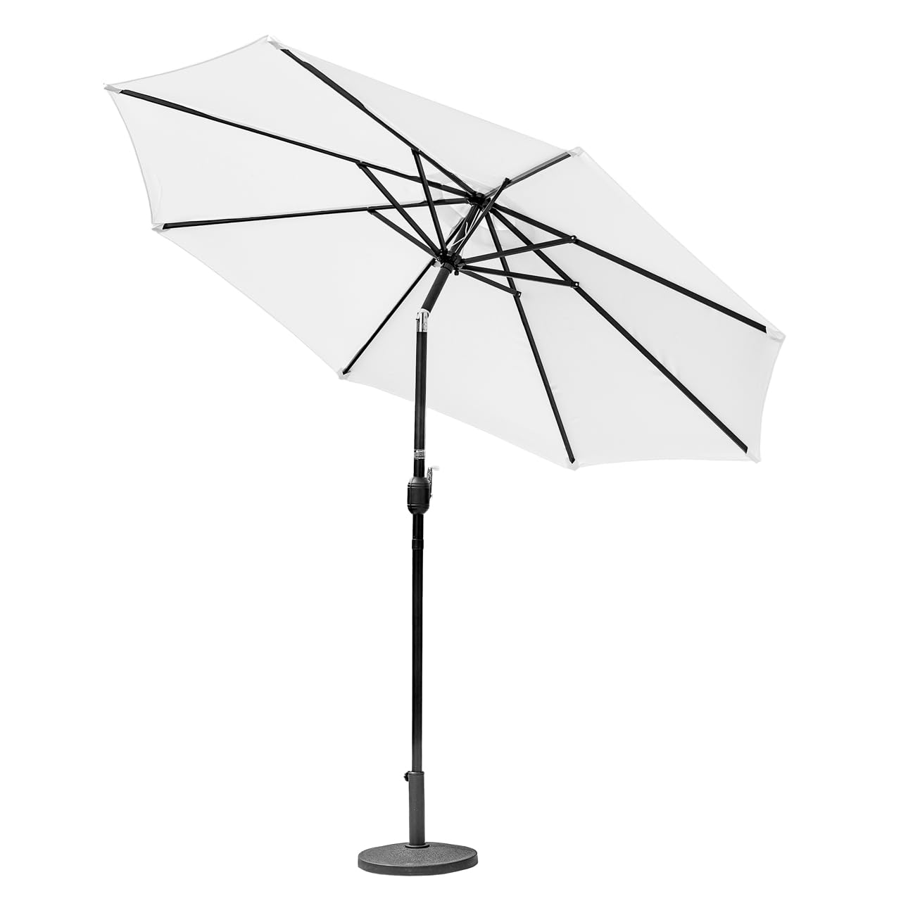Harrier 2.7m Garden Parasol with Crank Handle & Tilt Function [7 Colour Options] – Outdoor Garden Patio Umbrella with Optional Waterproof Cover + Weights (White, Parasol + 12kg Concrete Base) — image 1