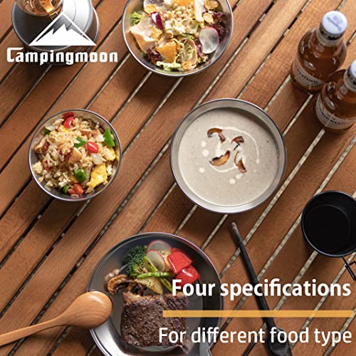 image for CAMPINGMOON Camping Tableware Set Stainless Steel Camping Plates Bowl 