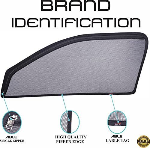 Image of Able Sporty Car Magnetic Sun Shade Curtains with Zipper for Chevrolet SAIL Set of 4