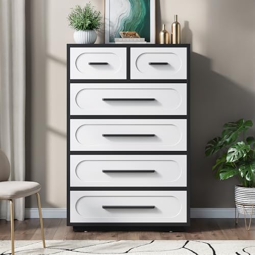 Image of 3 Pieces Bedroom Set, Queen Size Bed Frame with Storage Headboard, 44 inch Tall 6 Drawer Dresser, Nightstand with Charging Station, Black