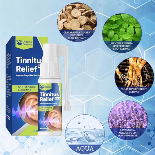 Tinnitus Spray Zur Linderung Von Ohrgeräuschen, Ohrentropfen Entzündung Menschen, 30ml Ohrenspray Gegen Klingeln & Rauschen, Zur Verbesserung Der Hörfunktion Und Reinigung Der Ohren, 1 Flasche