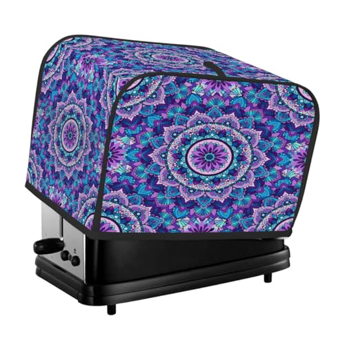 Cubierta para tostadora de 4 rebanadas, diseño de mandala, flores moradas, pequeño electrodoméstico, cubierta antipolvo para regalo de cocina