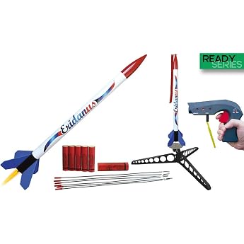 KLIMA Eridanus Model Rocket with Extensive Accessories Ready to Fly Complete with Launch Ramp Ignition Device Propellers Electric Igniter and Protective Wadding! - Landing by Parachute
