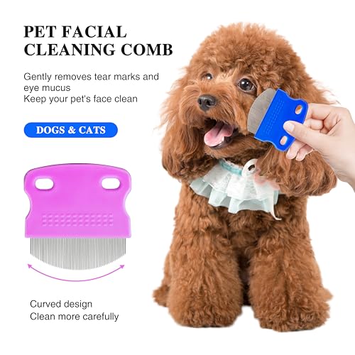 2 Pack Professional Eye Comb For Pets,Stainless Steel Tear Stain Remover,Flea Lice Comb,For Cats & Dogs,Gentle Round-Head Grooming Tool,Precisely Removes Stains, Dirt And Debris From The Eye Area - Image 6