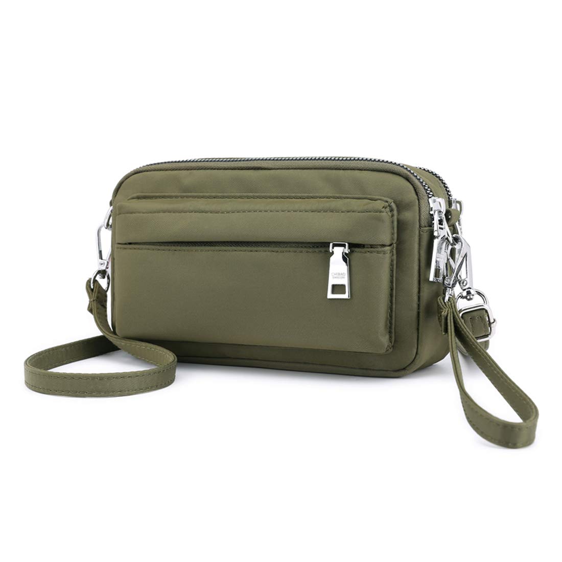 YANAIER Women Small Crossbody Bag Waterproof Nylon Mini Cell phone Purse Wristlet Pouch Clutch Shoulder Bags for Lady Girl Army Green