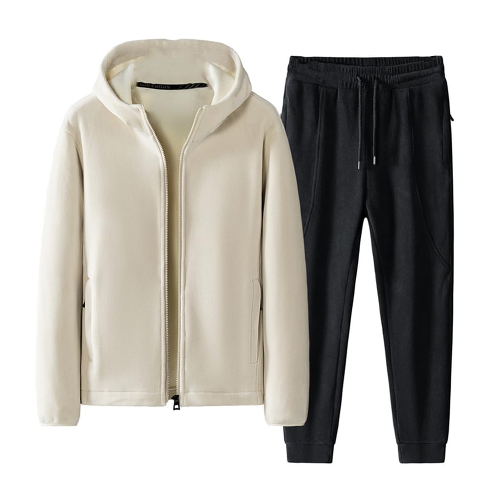 Męskie dresy z kapturem Bluza z długim rękawem Zipper Spodnie sportowe do biegania Polarowe ciepłe dresy