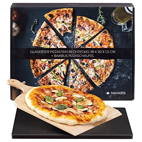 Navaris Pizza stone con pala de bambú y placa de cordierita Cover
