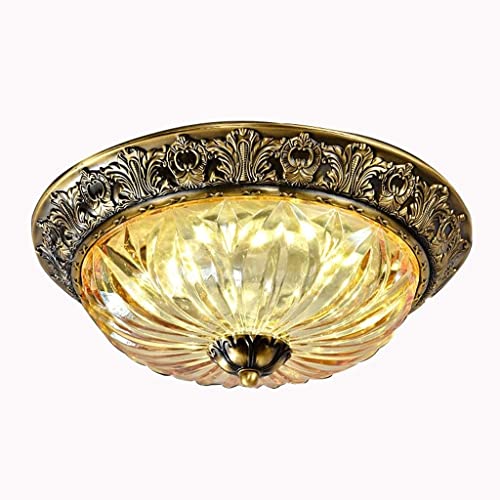 Ceiling Lamp European Copper Round Bedroom Restaurant Corridor LED Crystal Lights - Retro Flush Mount Ceiling Light