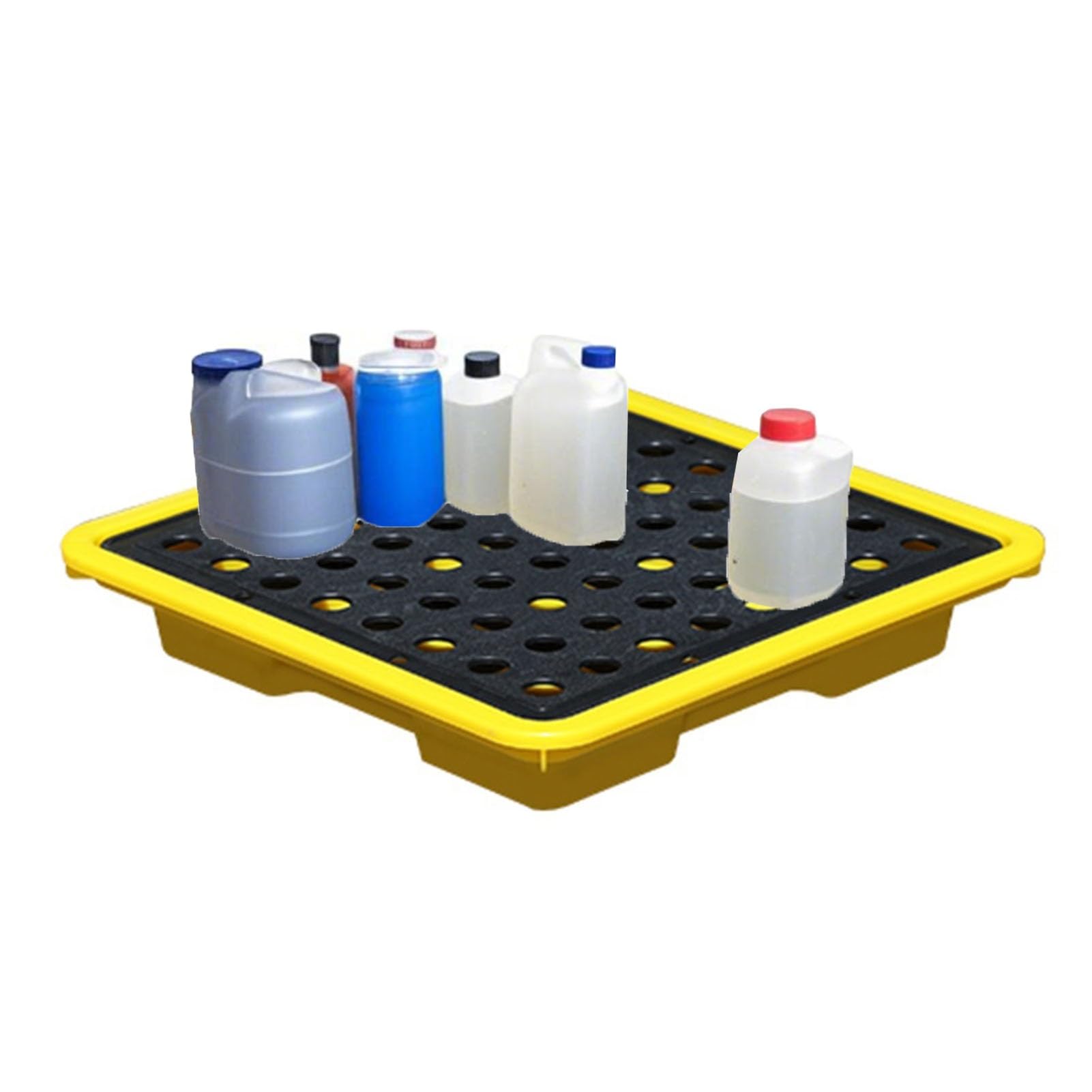 Hhozsafety Noir/Jaune Modular Spill Containment Pallet With Forklift Pockets For Warehouse And Garage Safety Easy To Use Ideal For Hazardous Material Storage