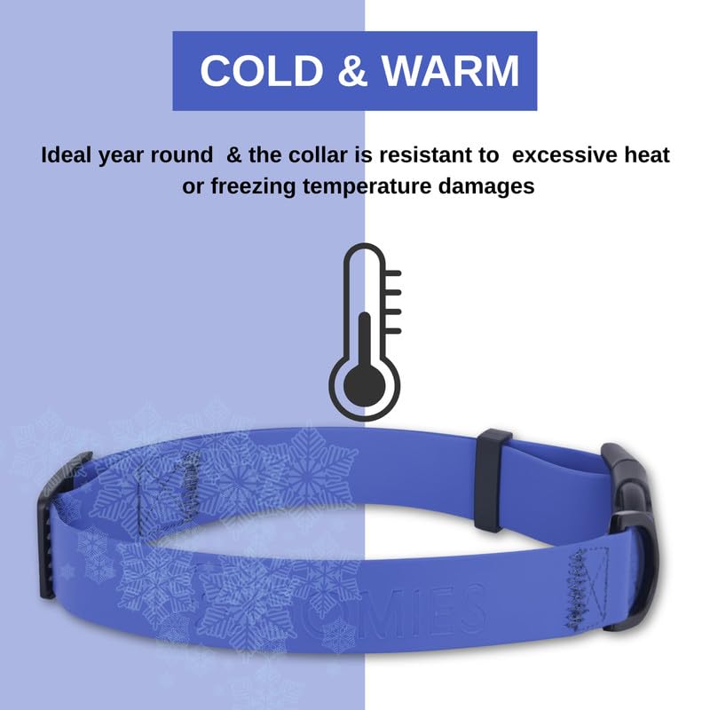 Image of Zoomies Dogs Unisex Biothane Waterproof Collar with Quick-Release Buckle and Metal D-Ring for Outdoor Adventures and Everyday Use - Odour-Free & Easy to Clean -Blue (ZBBC000L)