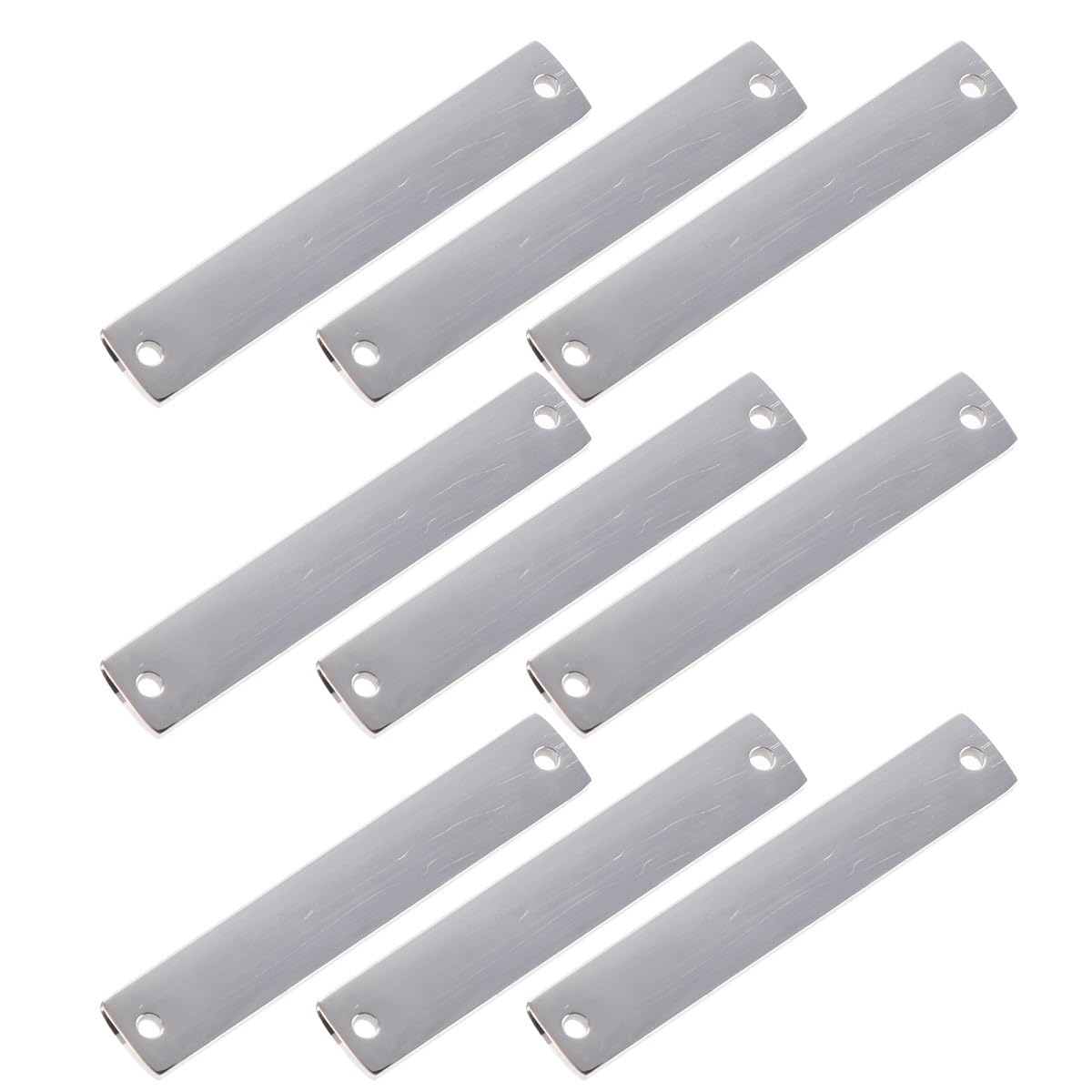 EXCEART 10Pcs Stamping Blank Bar Rectangle Stamping Blanks Horizontal Pendant Name Plate Diy Jewelry Supply Craft Supplies Two Holes Silver