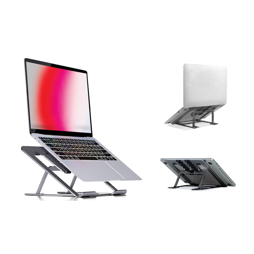 NAVO Portable Laptop Riser | 6 Level Height Adjustable Ergonomic Laptop Stand for Home Office | Universally Compatible | (Medium, DARK GREY)