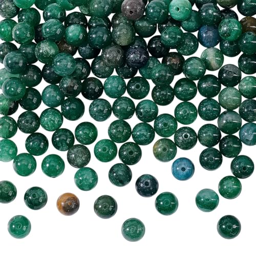 GOMAKERER Aproximadamente 128 cuentas redondas de esmeralda, cuentas de cuarzo esmeralda 6,5 mm cuentas de piedras preciosas naturales cuentas redondas esferas lisas para la creación de joyas