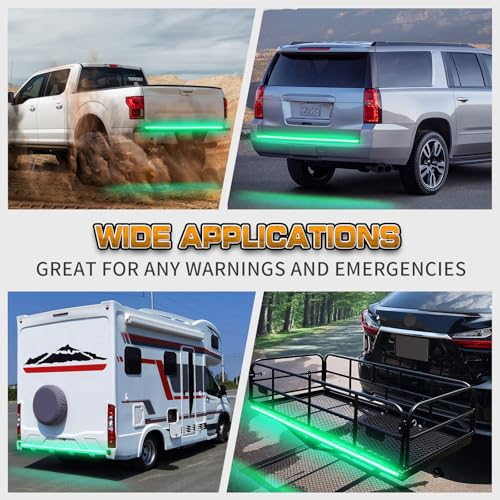 Image of XRIDONSEN 48 inch 288 LED Tailgate Strobe Lights Green Emergency Lights
