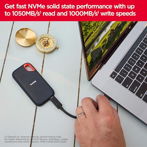 Image of SanDisk 8TB Extreme Portable SSD - Up to 1050MB /s, USB-C, USB 3.2 Gen 2, IP65 Water and Dust Resistance, Updated Firmware - External Solid State Drive - SDSSDE61-8T00-G25