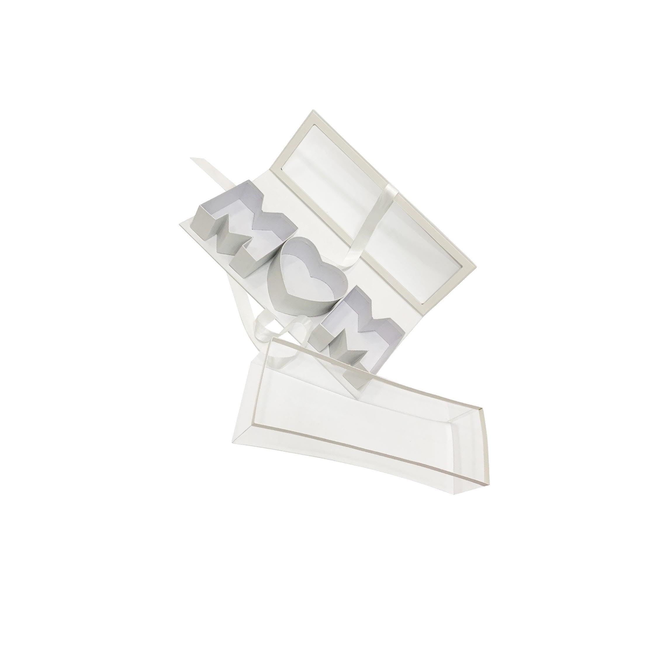 QLECXZI Elegant Fillable Gift Box For Flowers In Mom Letter Makes Every Occasion Memorable Or Other Gifts. Fillable Mom Letter Shaped Gift Box Is With Of, White, 44.5x15.5x9.7cm