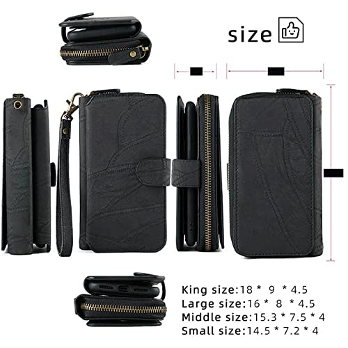 Funda tipo cartera para iPhone 14 Pro Max multifunción desmontable negra 5
