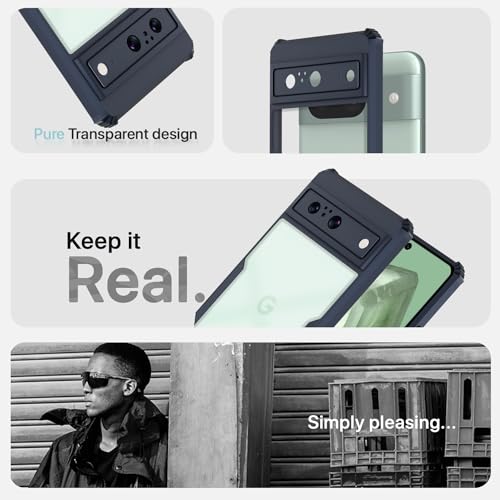 Image of Pikkme Google Pixel 8 Back Cover | Crystal Clear Transparent Back | Ultra Hyrbid | Full Camera Protection | Raised Edge | Bumper Back Case (Blue)