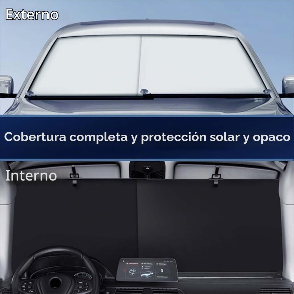 Parasol retráctil automático para Parabrisas, protección UV y contra el Calor, Ajuste Universal para Coches, Camiones y SUV.