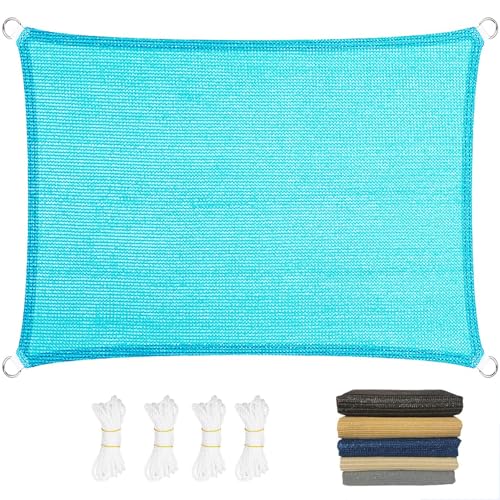 Red de Sombra con Anillo en D 150 x 200 cm, Prevención Rayos UV, Permeable Al Agua, Resistente, Red de Jardín Red de Protección, para Jardín Balcón Exterior, Azul Cielo
