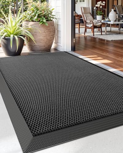 DEXI Front Door Mat Outside Entrance, 24x36 Welcome Entryway Doormat Mud Dirt Trapper, Heavy Duty