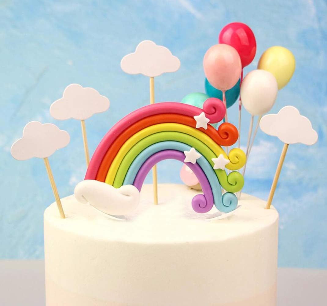 39 Pièces Décorations De Gâteau Anniversaire Arc-en-Ciel - Fleurs Marguerites, Boules Colorées, Topper Pour Princesse Et Mariage