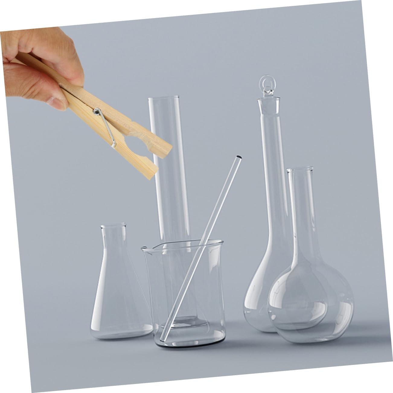 ULTECHNOVO Pince pour Tube à Essai en Bambou Naturel, Résistant la Chaleur Longue Poignée, Lot de 20 Pièces pour Laboratoire et École