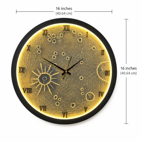 Image of Modern Moon Design Wall Clock for Living Room Bedroom & Office Silent Non-Ticking Decorative Round Wall Clock with Roman Numbers Contemporary Home Decor Clock for Hall Cafe & Hotel (13 inches)