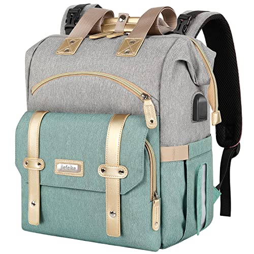 Image of Jiefeike Diaper Bag Backpack,Dad Mom Travel Backpack Diaper Bag for Baby Boys Girls,Insulated Pockets Portable Baby Nappy Bags with USB Charging Port,RFID Anti-Theft Water-Resistant Pocket Stroller