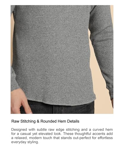 Image of Alan Jones Clothing Men's 100%Cotton Regular Fit Waffle Henley Neck Long Sleeve T-Shirt