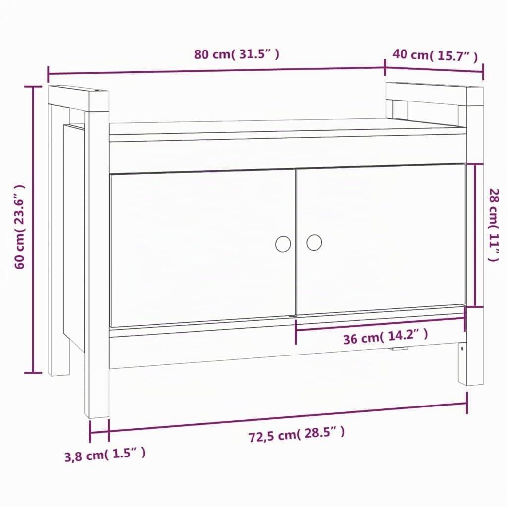 vidaXL Panca da Ingresso 80x40x60 cm in Legno Massello di Pino