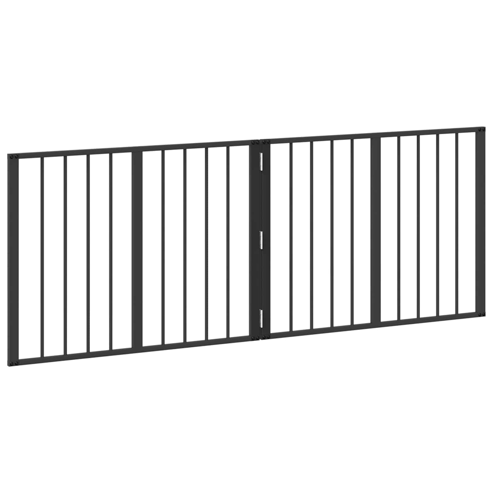 Puerta para perros 2 piezas negro de acero galvanizado 160,5 x 1,5 x 60 cm, plegable y ahorra espacio, arreglo DIY para apartamento, casa, pasillo, seguridad para cachorros y perros pequeños