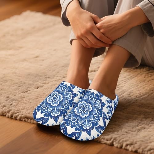 Howilath Women's Slippers Flannel Upper House Shoes Non-Slip Fuzzy Guest Slippers with Anti-Skid Sole4