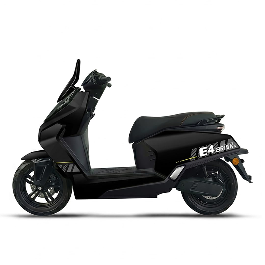 amo brisk e4 60v lithium ion battery low speed electric scooter | 25 km/h | 60-70 km range | non-rto | portable charger (black)