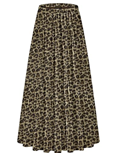 Image of NASHALYLY Women's Chiffon Elastic High Waist Pleated A-Line Maxi Skirts