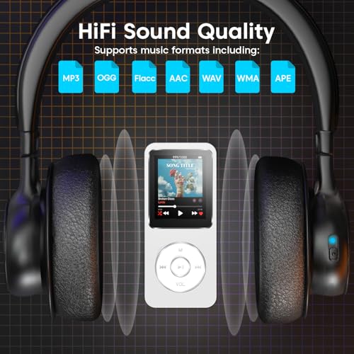 Image of Sounce 16GB Mini MP3 Music Player with Bluetooth 5.4, HiFi Lossless Sound, Video Playback, Voice Recorder, FM Radio, E-Book Reader, and Built-in Speaker | Expandable up to 128GB (White)
