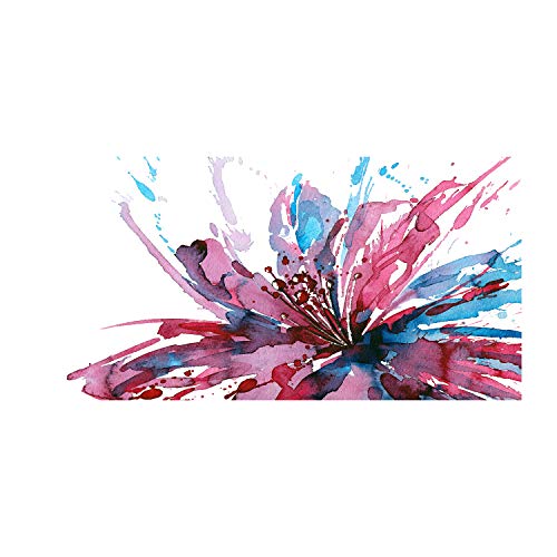 Crédence de cuisine fleur abstraite 140x70 en verre trempé rose