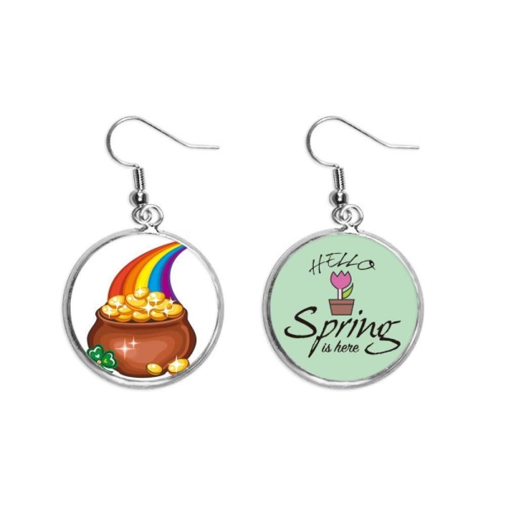 Pendientes de San Patricio con trébol brillante y arcoíris de primavera 5