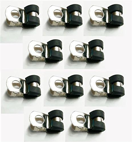 10x 5mm Stainless Steel Rubber Lined P Clips For 3/16" Clutch, Brake Pipe
