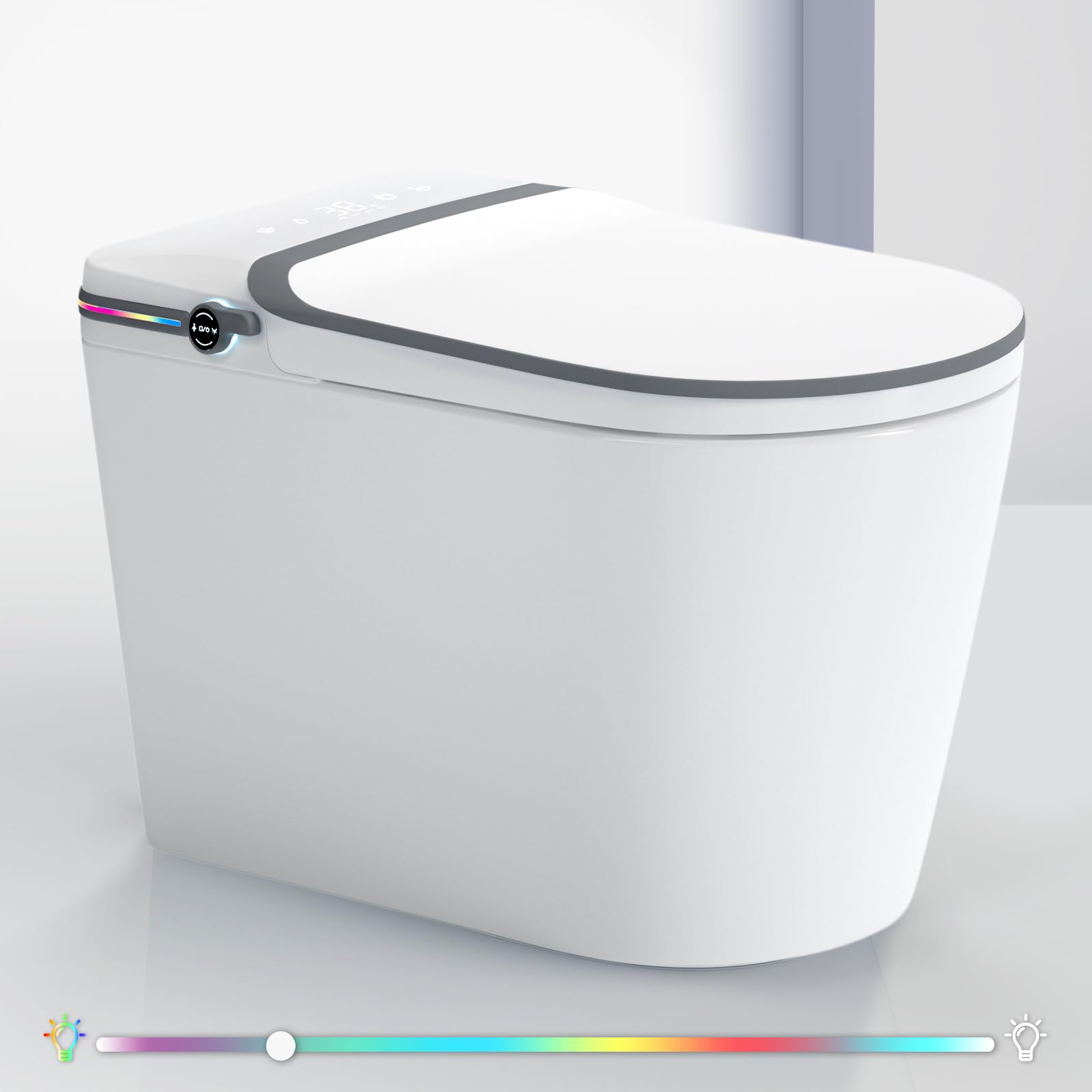 Smart Toilet, One-Piece Bidet Toilet for Bathroom, Modern Elongated Tankless Toilet with Heated Seat, Warm Water Wash, Dual Auto Flush, Foot Sensor Flush, LED Display, Warm Dryer (White)