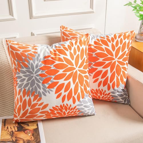 Miuyunya Samt Kissenbezug Orange 50x50 Kissenhülle Strohgelb Grau 2er...