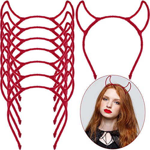 8 Pieces Halloween Devil Horn Headband Devil Ears Headband Costume Headband for Girls Cosplay