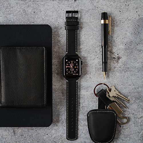 Image of BARTON WATCH BANDS - Top Grain Leather Watch Bands Compatible with Apple Watch Models - 1, 2, 3, 4, 5, 6, 7, 8, 9, 10, SE, Ultra & Ultra 2