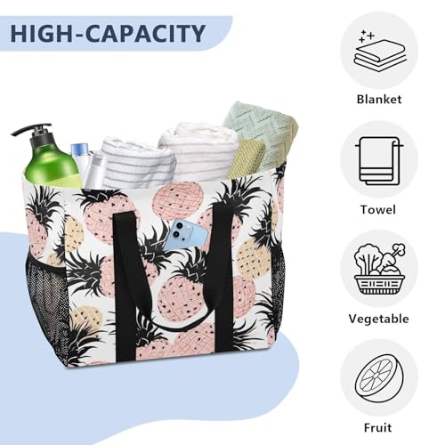 Nander Pineapple Foldable Tote Bag Waterproof Sandproof Women Beach Bag Handbag Gym Bag Travel Shopping Bag4