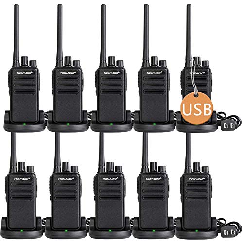 TIDRADIO TD-60 Walkie Talkies for Adults VOX Two Way Radios Long Range 2 Way Radios Rechargeable Channel Lock Emergency Alarm Radio 10 Pack