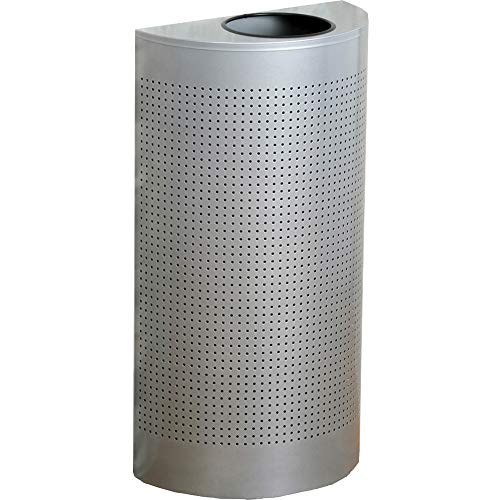 Image of Rubbermaid Commercial Products Half Rounds Metal Trash Can, Open Top, 12 GAL, Stardust Silver Metal, Indoor for Hotel Lobbies /Washrooms /Front of House Hospitality Areas