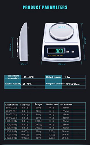 Balanza analítica electrónica NEWTRY 200g 0.001g miniatura 6
