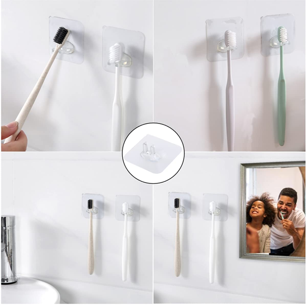 4PCS Support De Brosse à Dents, Support Mural Porte-Brosse à