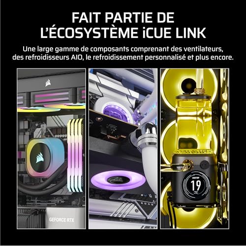 CORSAIR iCUE Link RX120 Max RGB 120mm PWM Ventilateur Épais – Pression Statique Élevée – Palier à Dôme Magnétique – Ventilateur Unique – Noir