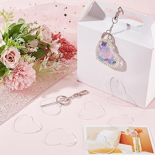 SUNNYCLUE 1 Box 30Pcs Acrylic Ornament Blanks 2 inch Heart Discs Keychain Charms Transparent Big Acrylic Blanks Clear Large Key Chain Charm Bulk for jewellery Making Charms Vinyl Projects DIY Craft - Image 4